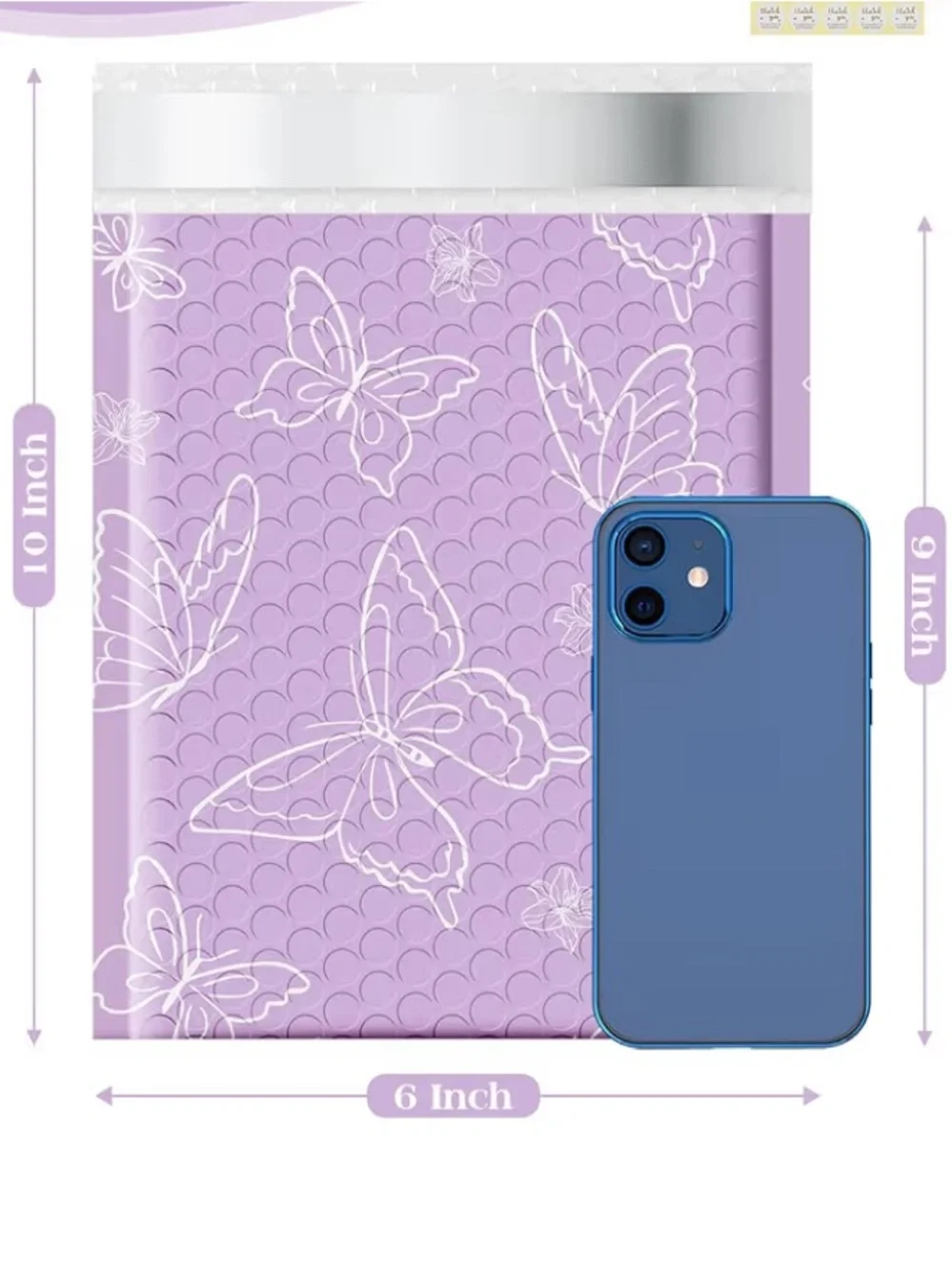 💜10 pack Bubble Envelope 6 x 9 inch Purple Butterfly